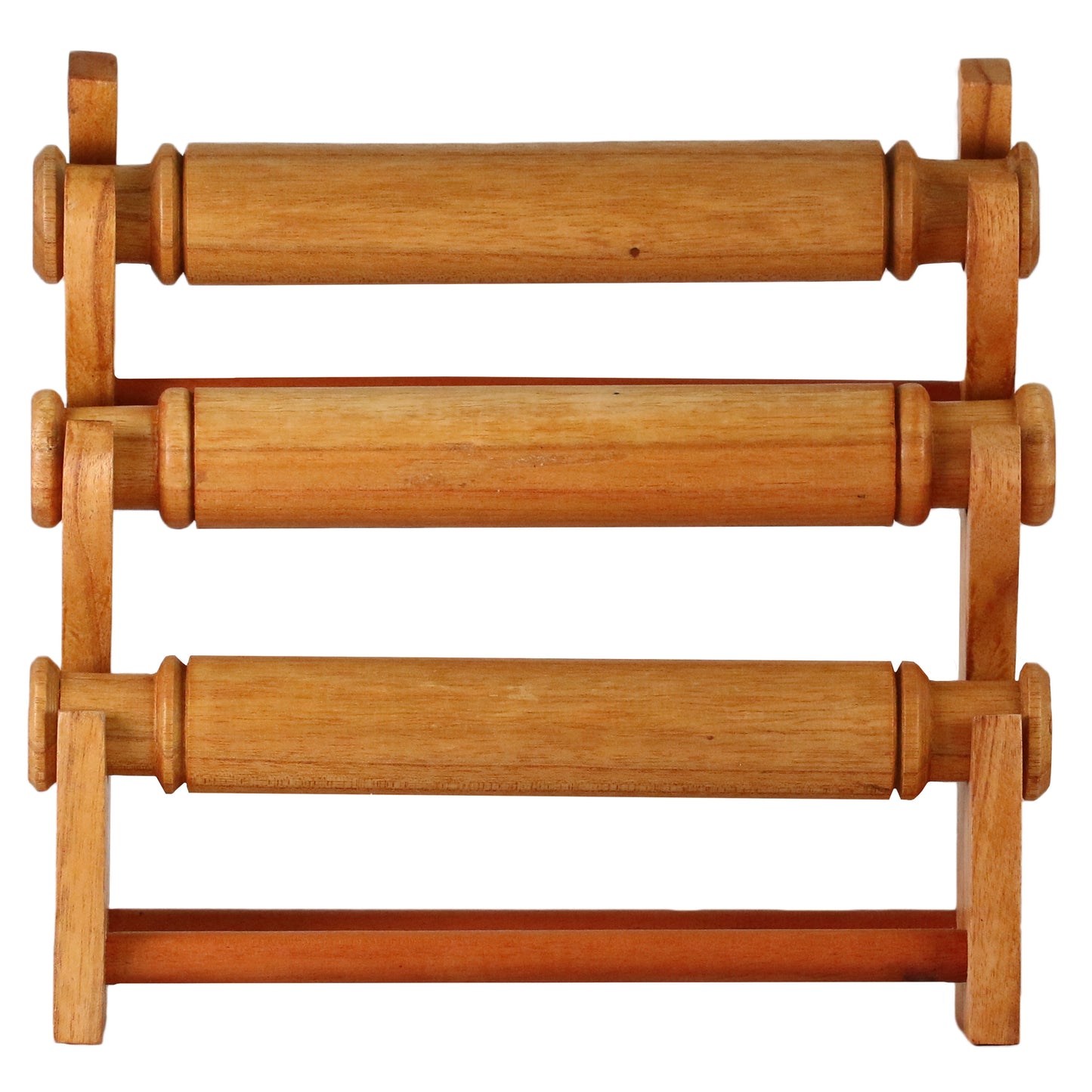 Handcrafted Wooden Bracelet Display Stand 30cm (11.8 inches) Natural | 3-Tier Solid Wood Jewelry Organizer | Collapsible Retail Display Holder for Shop Window & Home