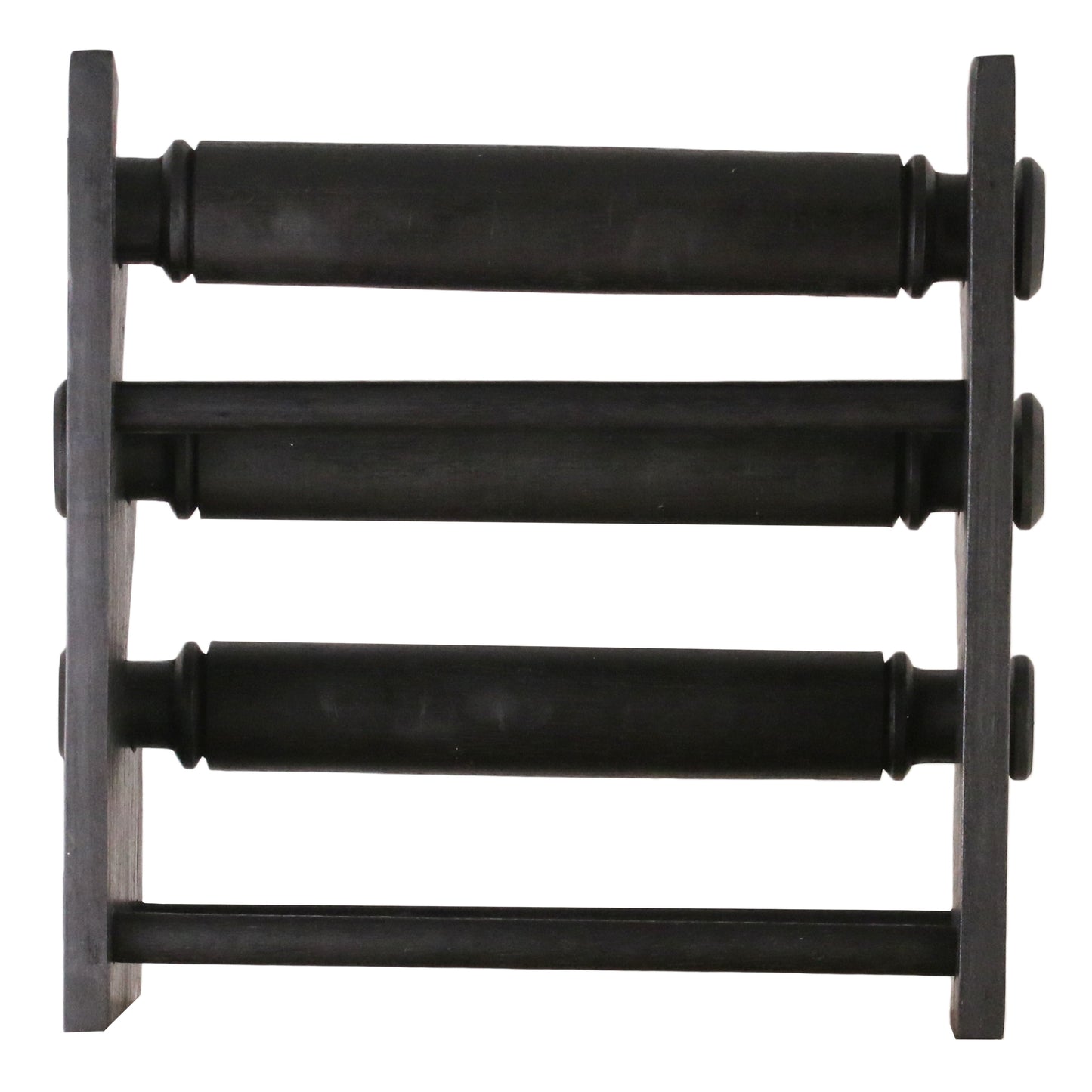 Handcrafted Wooden Bracelet Display Stand 30cm (11.8 inches) Black | 3-Tier Solid Wood Jewelry Organizer | Collapsible Retail Display Holder for Shop Window & Home