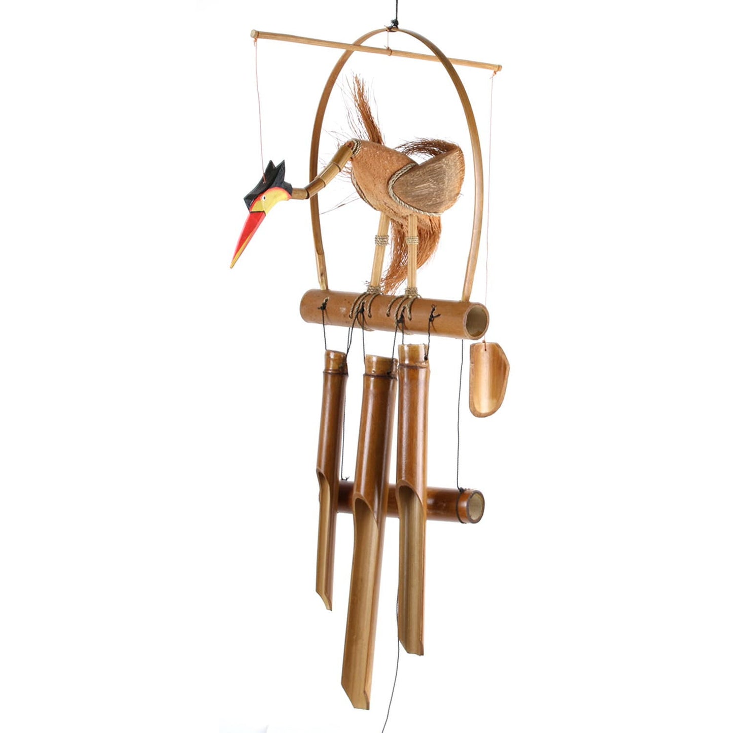 Wind chime mobile chime outdoor indoor paradise bird made of coconut and bamboo
