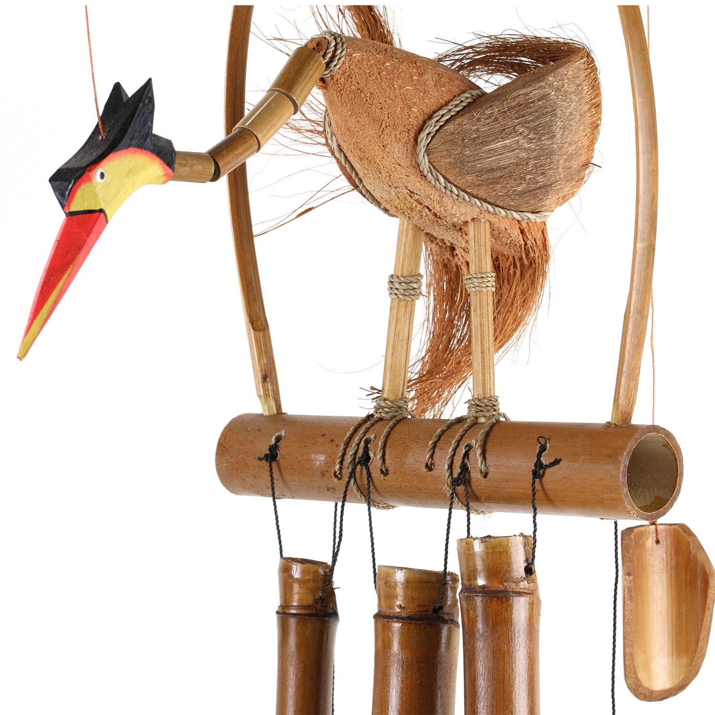 Wind chime mobile chime outdoor indoor paradise bird made of coconut and bamboo