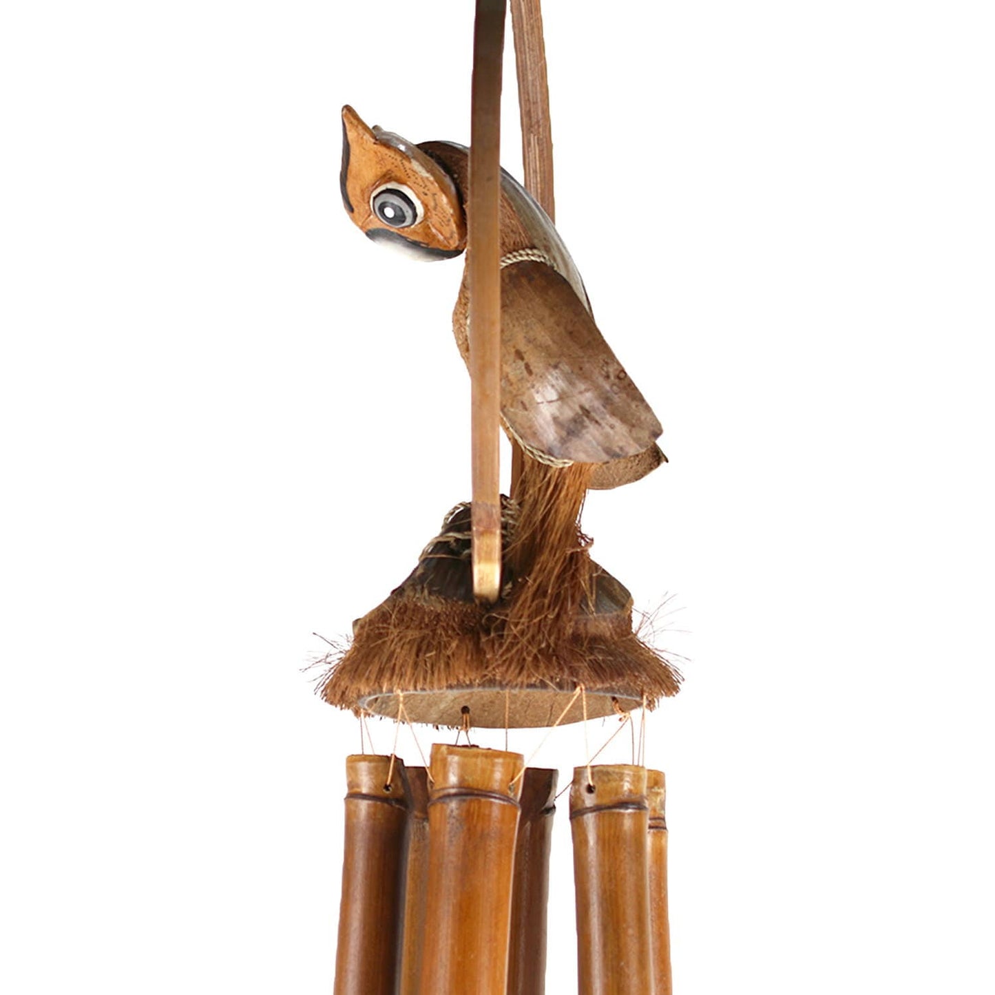 Wind chime mobile chime outdoor Inddor owl made of coconut and bamboo