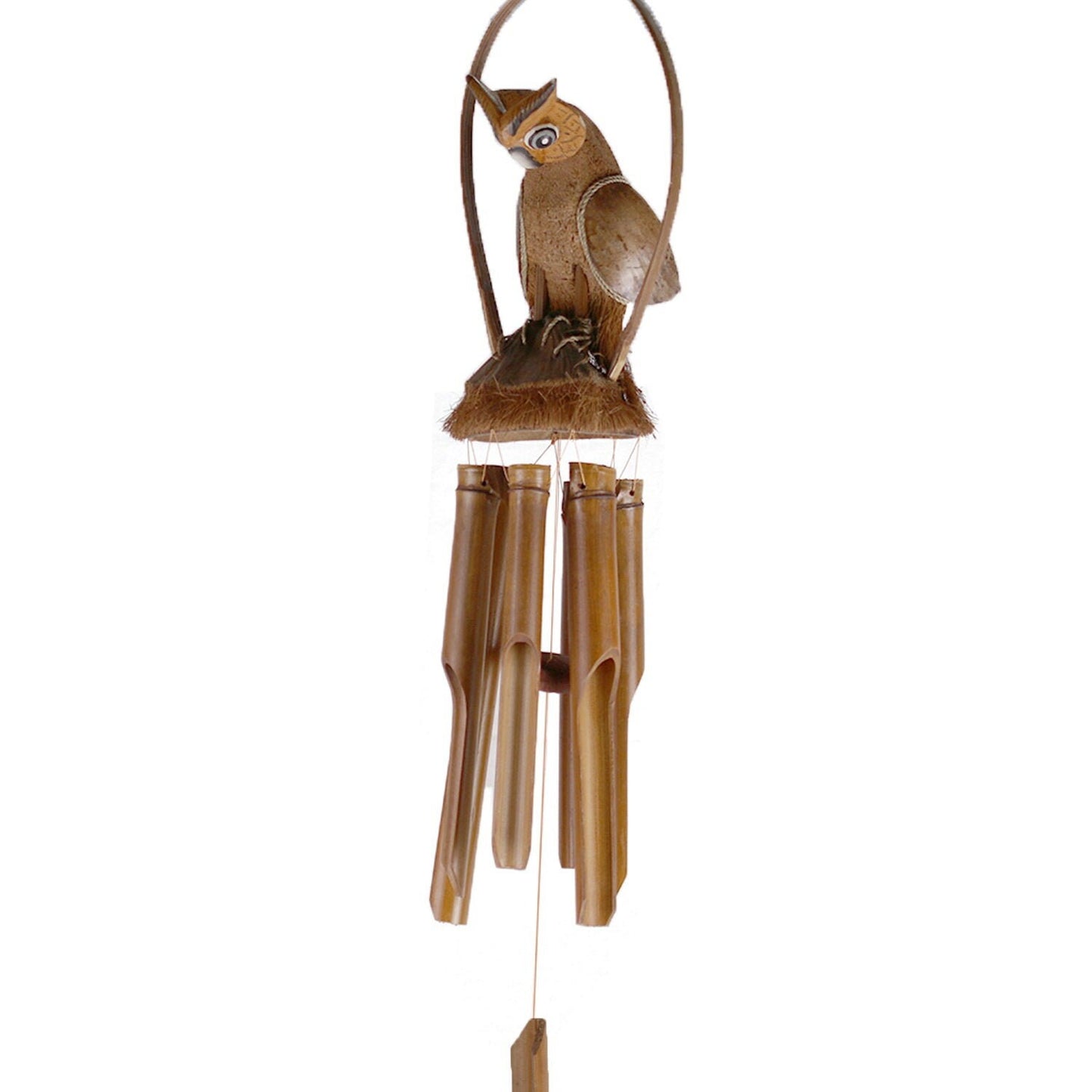 Wind chime mobile chime outdoor Inddor owl made of coconut and bamboo