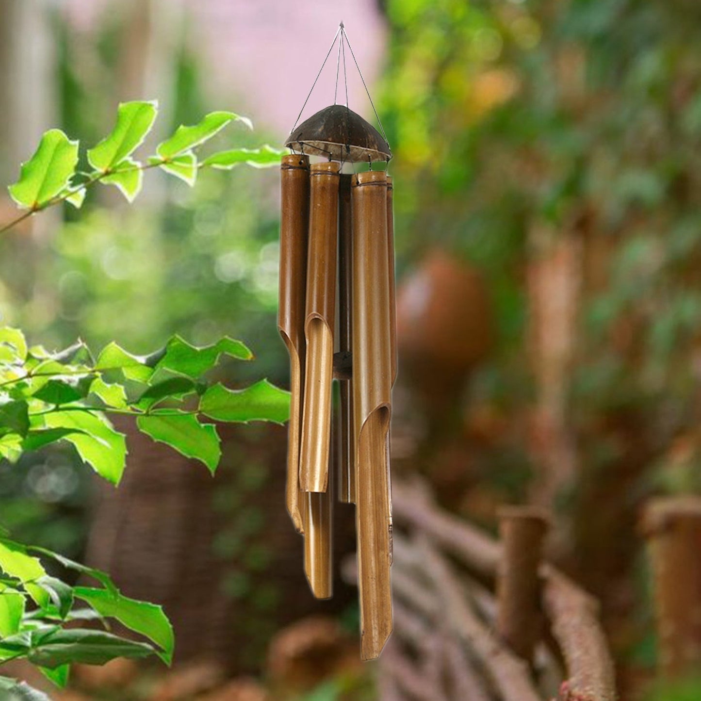 Bamboo wind chime bamboo bamboo rustic Feng shui chime made of bamboo decoration for outdoors made of wood handmade
