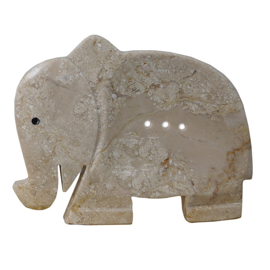 Soap dish made of natural marble stone handmade elephant with drainage channel - hygienically extends the life of your soap