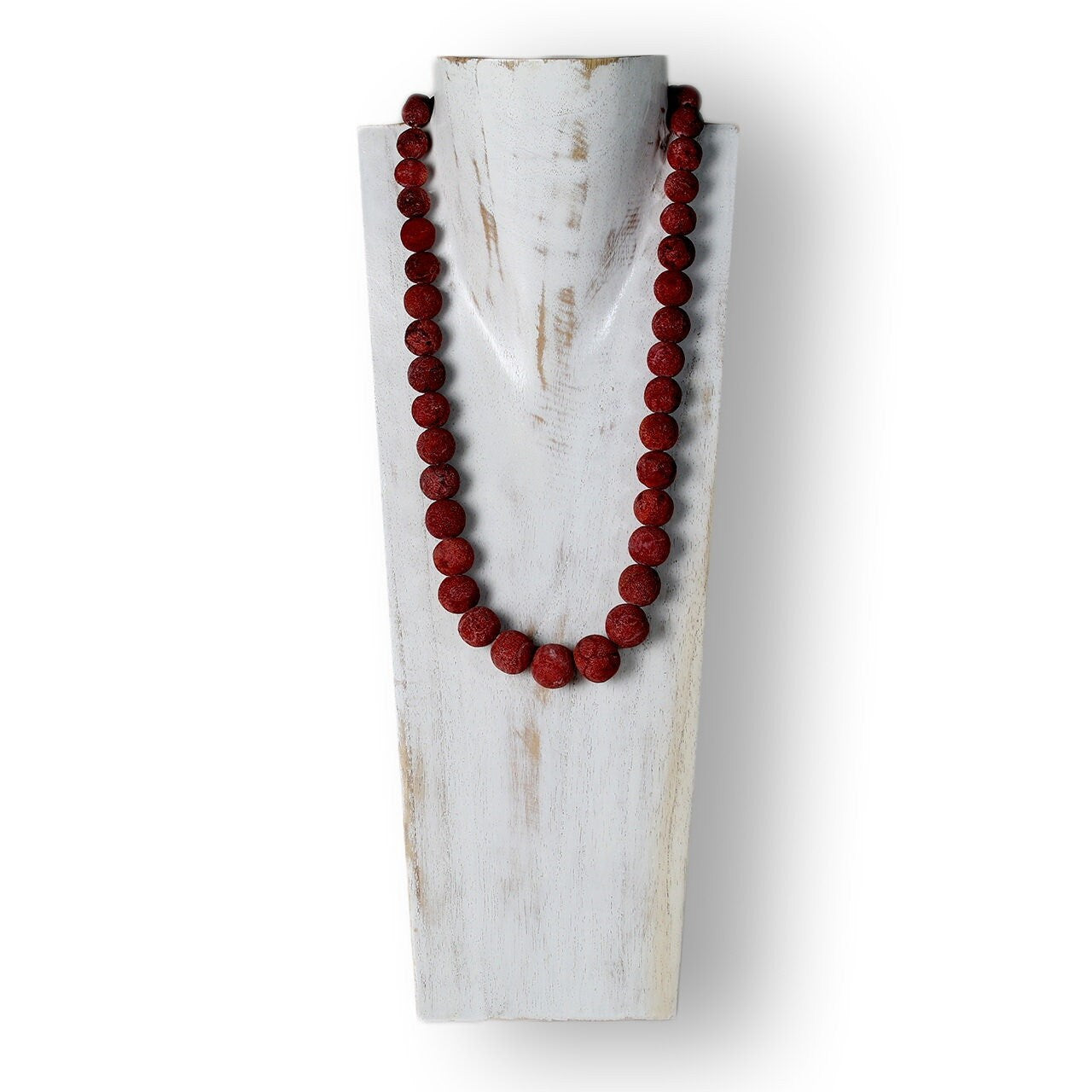 Wooden Jewelry Stand white wash 40cm (15.7") | Necklace Display Bust