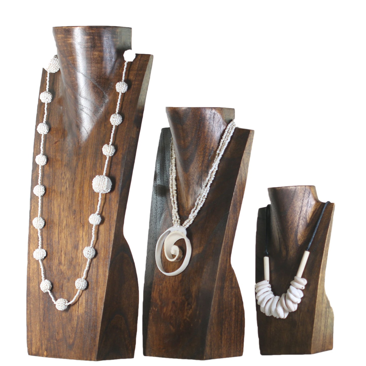 Set of 3 20 / 30 / 40 cm necklace stand jewelry stand necklace display jewelry bust made of wood dark brown