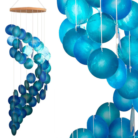 Capiz shell chain garland blue as a hanging decoration for windows or decoration living room garden decoration length 70 cm