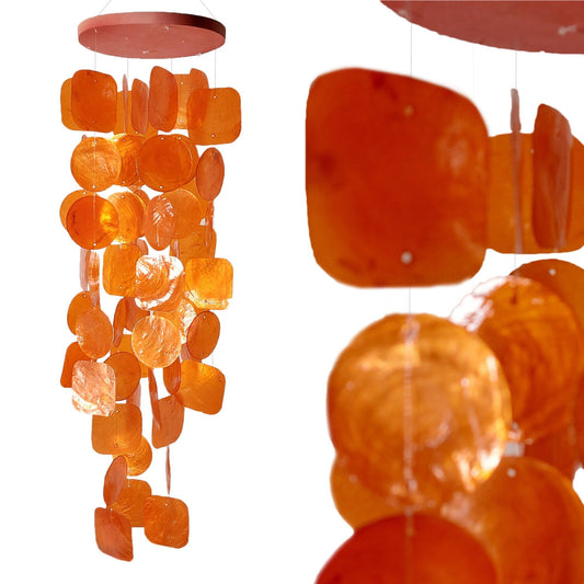 Capiz shell chain garland orange as a hanging decoration for windows or decoration living room garden decoration length 60 cm
