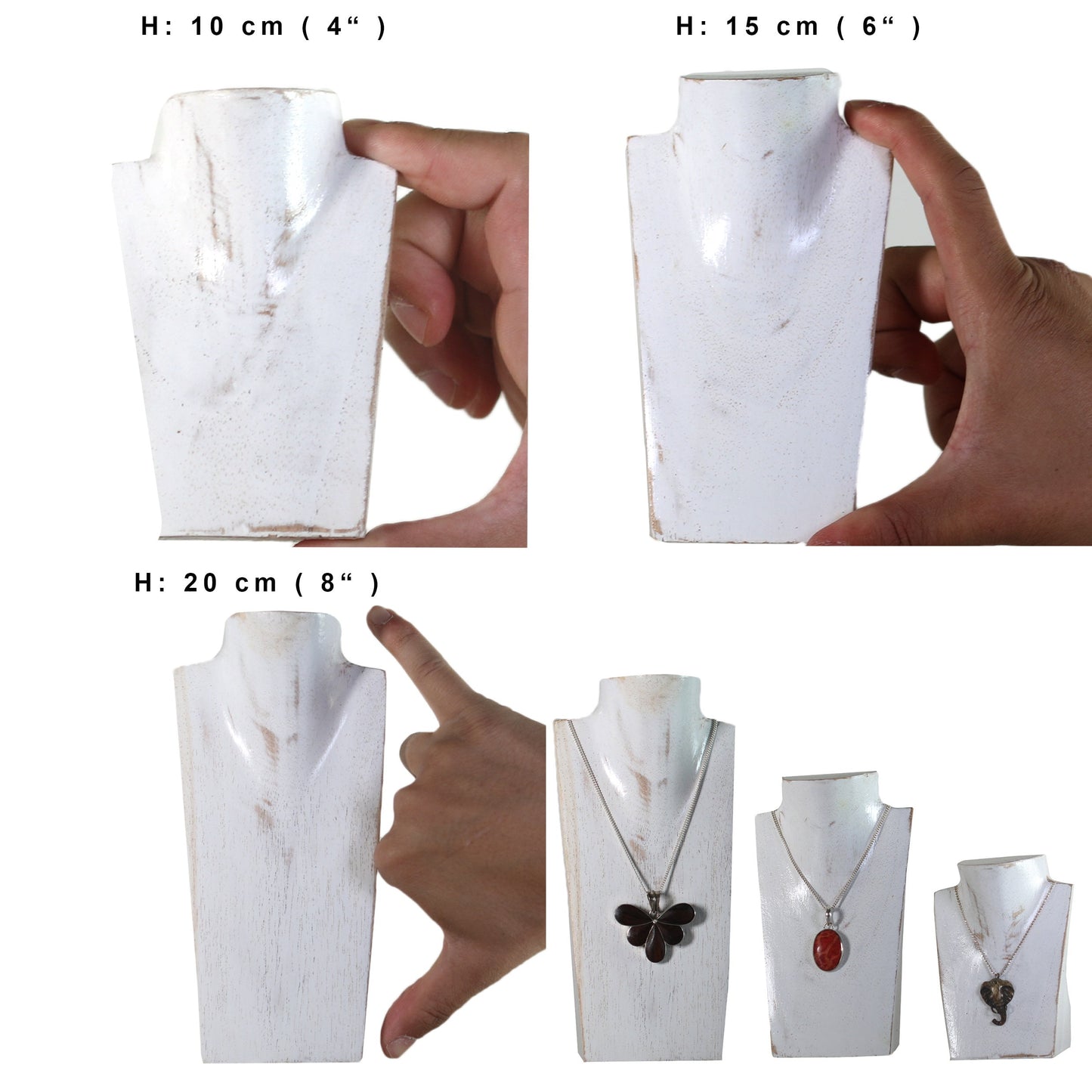 MINIATURE Necklace Stand Jewelry Stand Chain Display Jewelry Bust Made of Wood 10 / 15 / 20 cm Four Colors / Three Sizes