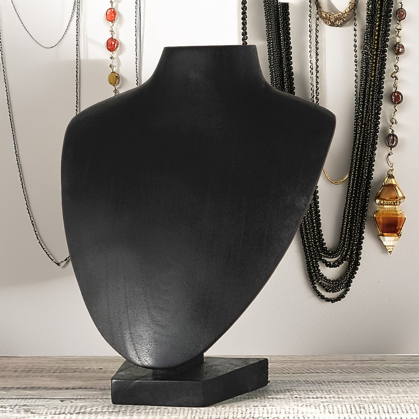 Elegant jewelry bust - jewelry holder - necklace holder - jewelry stand made of wood 10 x 8 x 5 inches