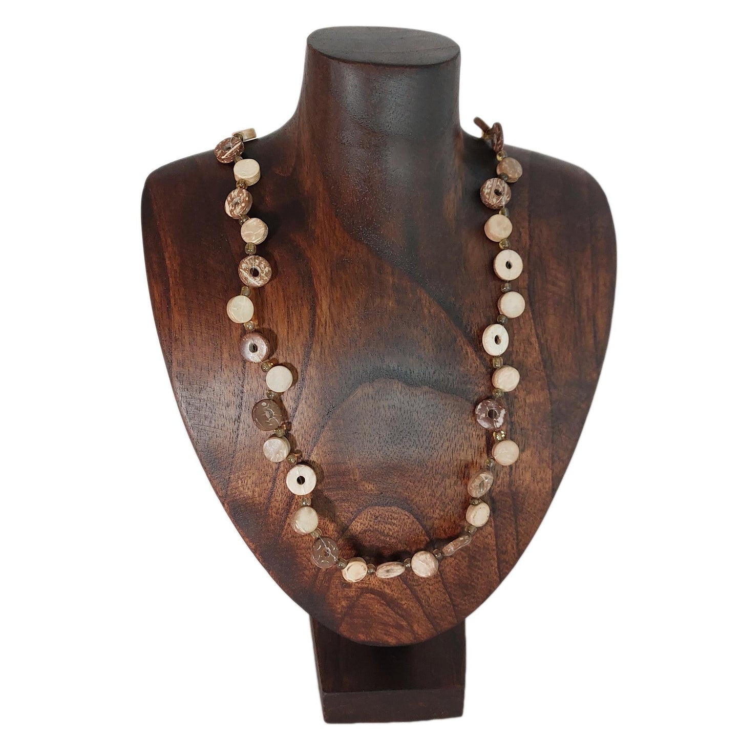 "Wooden Necklace Display Stand 25cm (9.8 inches) deep brown | Professional Jewelry Bust Display Holder | Handcrafted Oak Wood Jewelry Mannequin for Necklaces, Chains & Pendants | Retail & Home Organization"