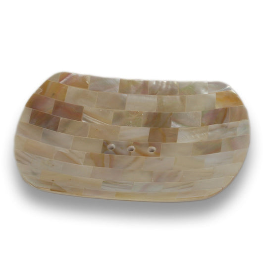 Soap dish made of mother of pearl shell patchwork oval