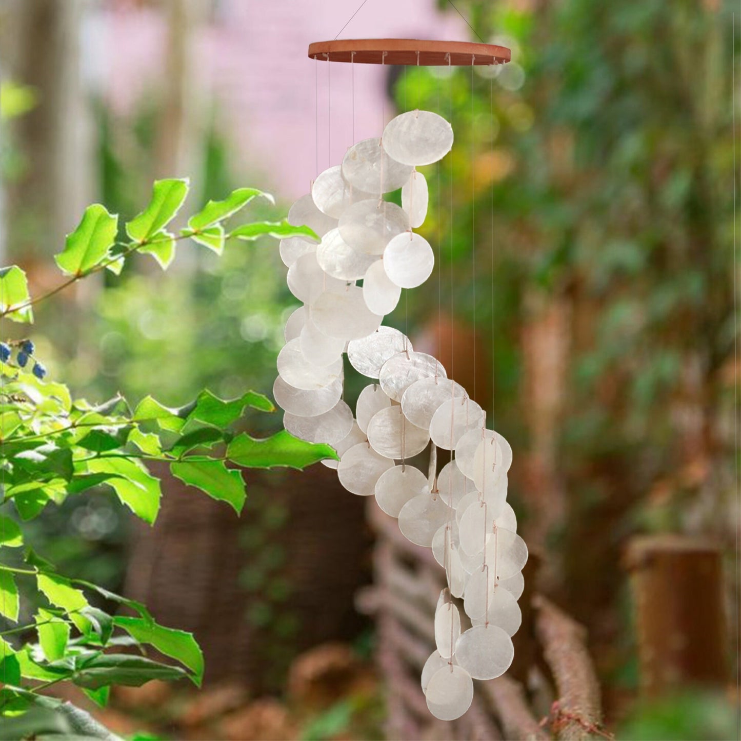 Capiz shell chain garland white as a hanging decoration for windows or decoration living room garden decoration length 70 cm