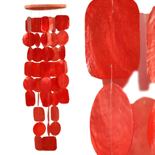 Capiz shell chain garland red as a hanging decoration for windows or decoration living room garden decoration length 60 cm