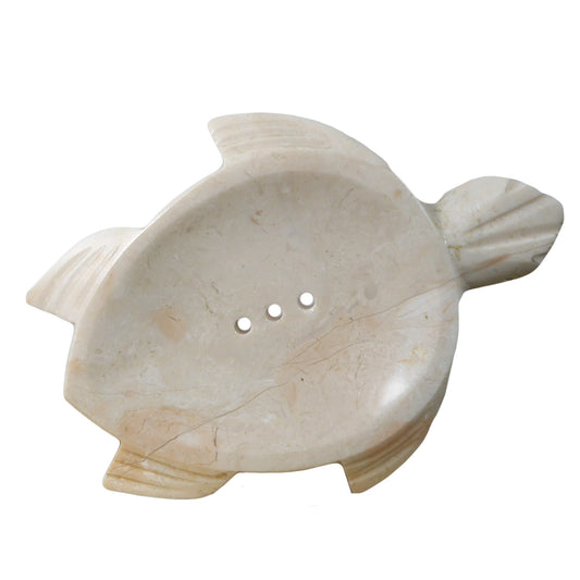 Soap dish made of natural marble stone, handmade turtle with drainage channel - hygienically extends the life of your soap