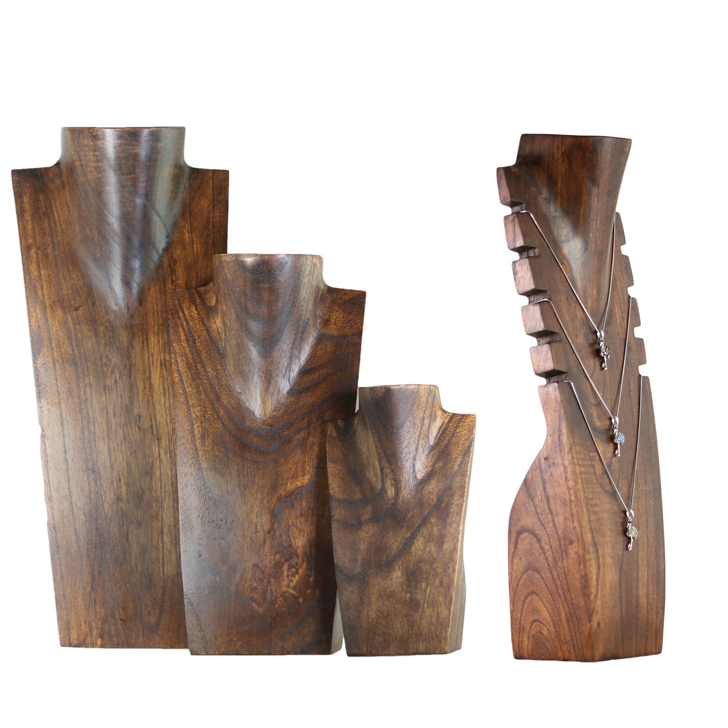 Wooden Necklace Display Set 4 Colors | Professional Chain Display Stand