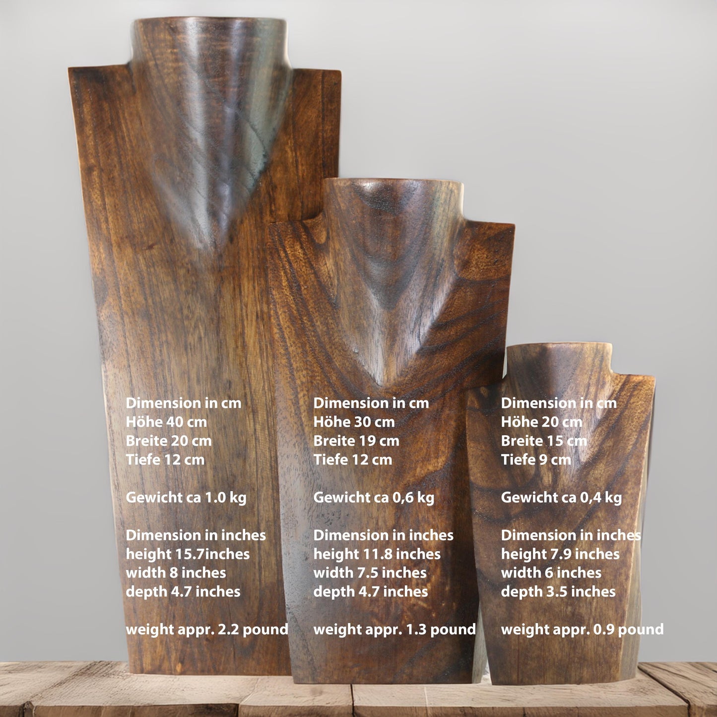 Wooden Necklace Display Set 4 Colors | Professional Chain Display Stand