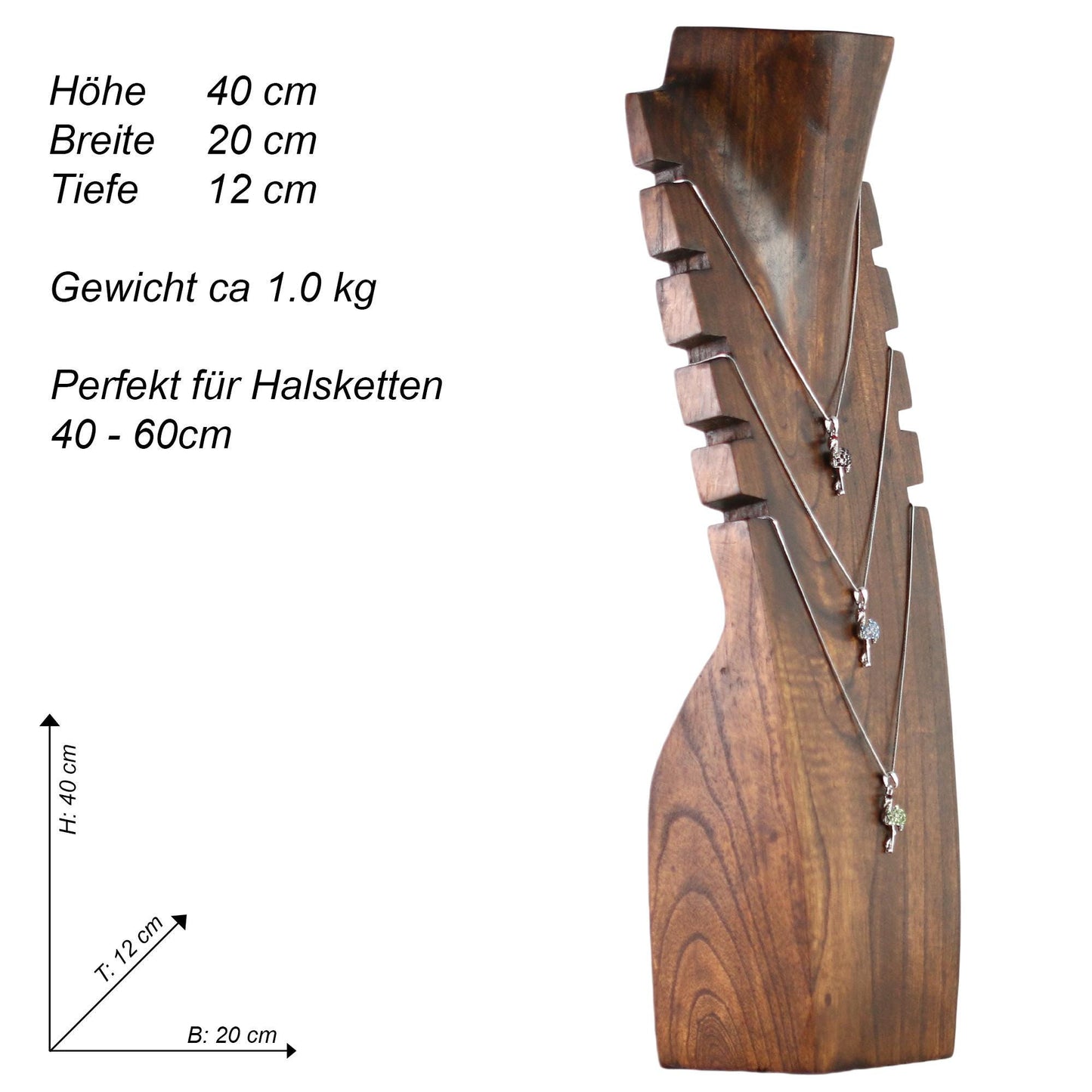 Wooden Necklace Display Set 4 Colors | Professional Chain Display Stand