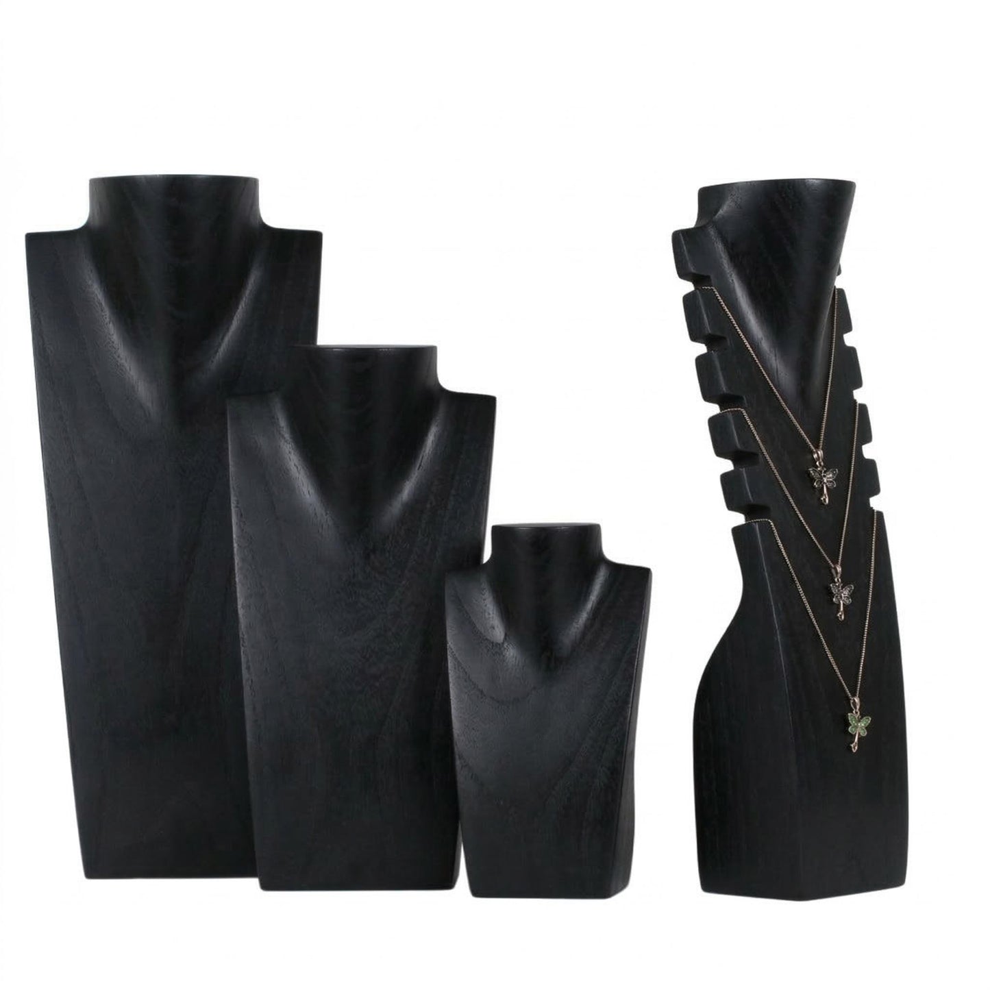 Wooden Necklace Display Set 4 Colors | Professional Chain Display Stand